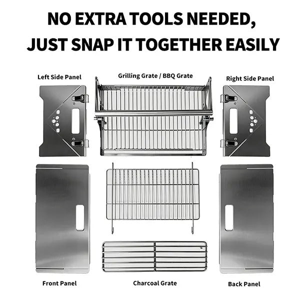 Flip Rotatable BBQ Grill｜Portable Foldable Stainless Steel｜Camping Picnic Outdoor Grill｜Manual 360° Rotation
