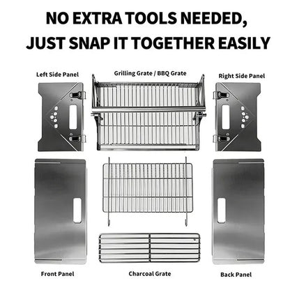Flip Rotatable BBQ Grill｜Portable Foldable Stainless Steel｜Camping Picnic Outdoor Grill｜Manual 360° Rotation